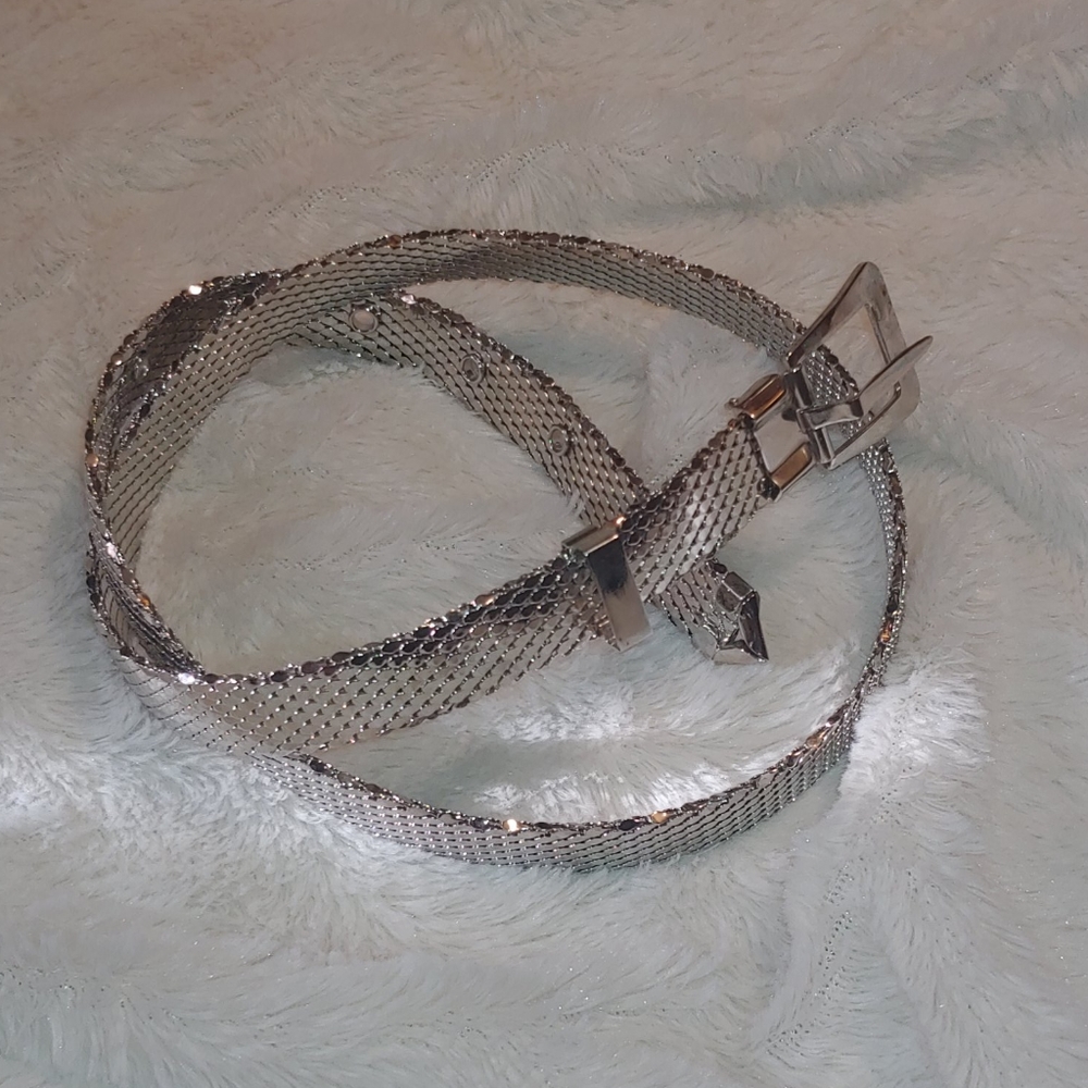 Whiting and Davis XS Vintage Silver Belt